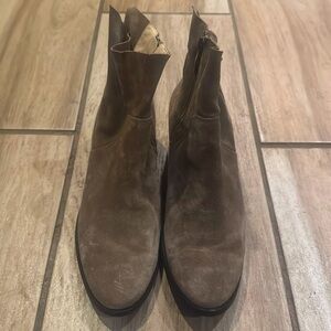 PAUL GREEN NICOLE BOOTIE BLOCK SOFT SUEDE TAN BROWN RETRO WOMENS SZ 10 US